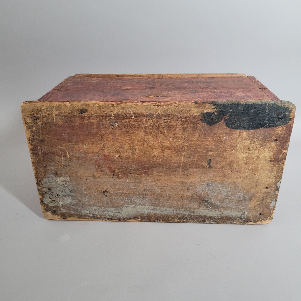 Early American Pine Candle Box with Faux Mahogany Grain, Circa 1800