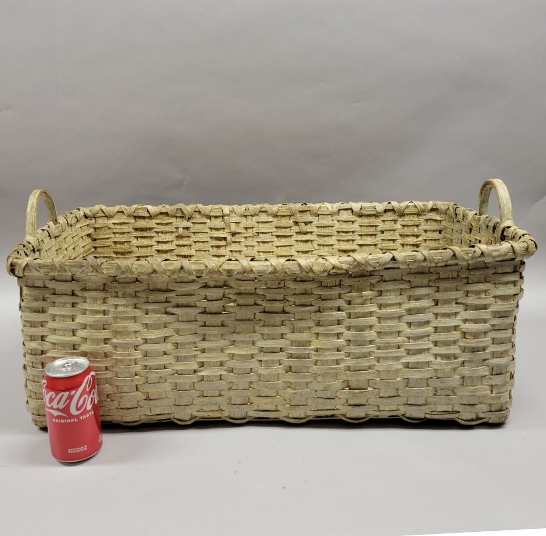 Antique American North Carolina Painted 2 Handled Gathering Basket