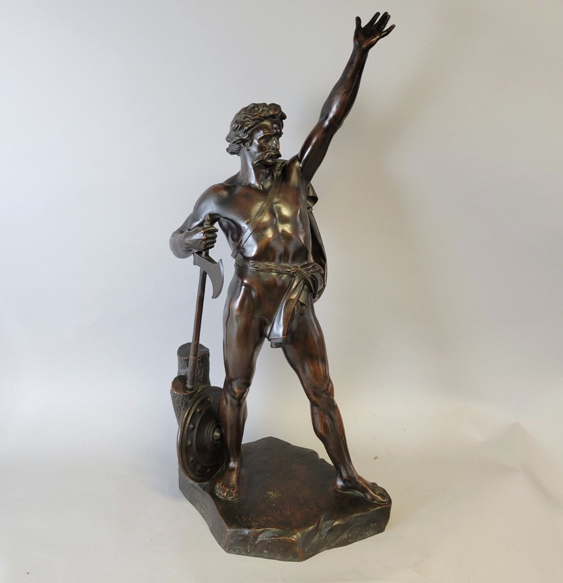 Monumental Victorian Elkington & Co. Electrotype Bronze Warrior Sculpture, England, c. 1860–1880