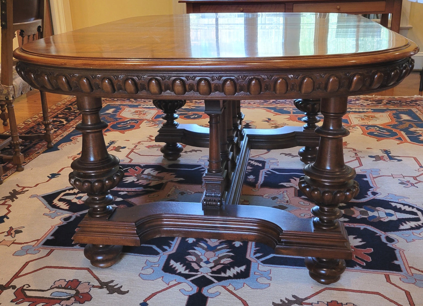 19th Century Belgian Baroque Walnut Banquet Table