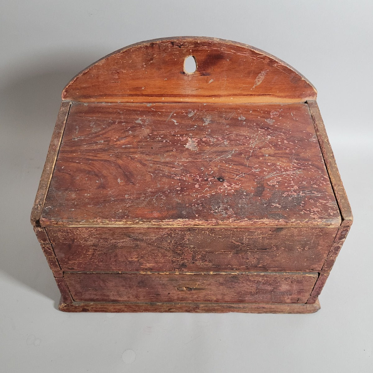 Early American Pine Candle Box with Faux Mahogany Grain, Circa 1800