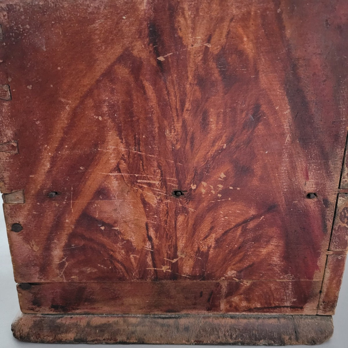 Early American Pine Candle Box with Faux Mahogany Grain, Circa 1800