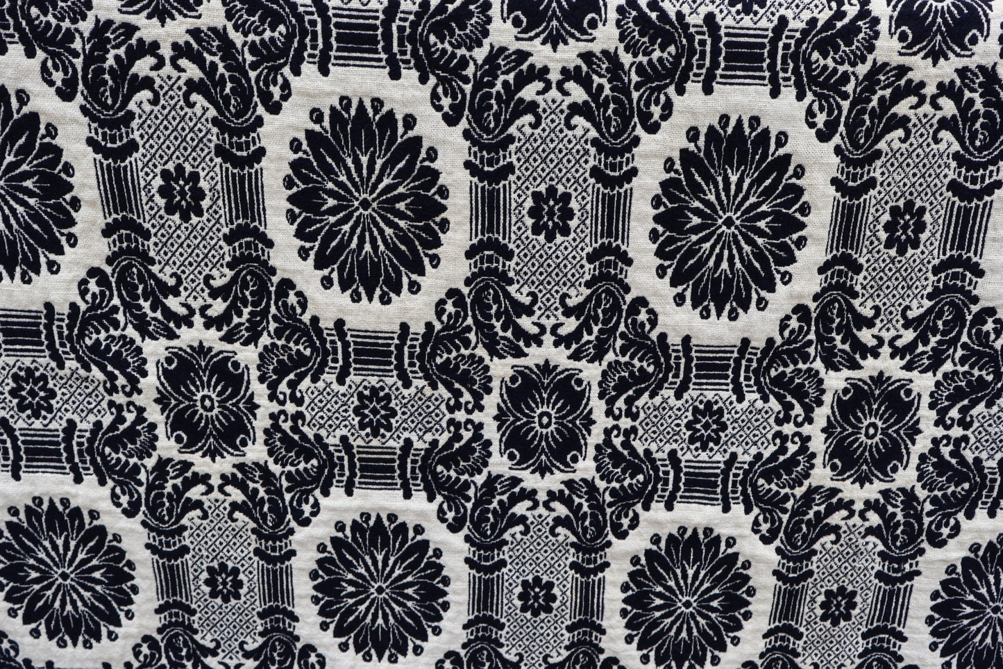 Antique American Reversible Jacquard Coverlet, Wool and Cotton, Dated 1848