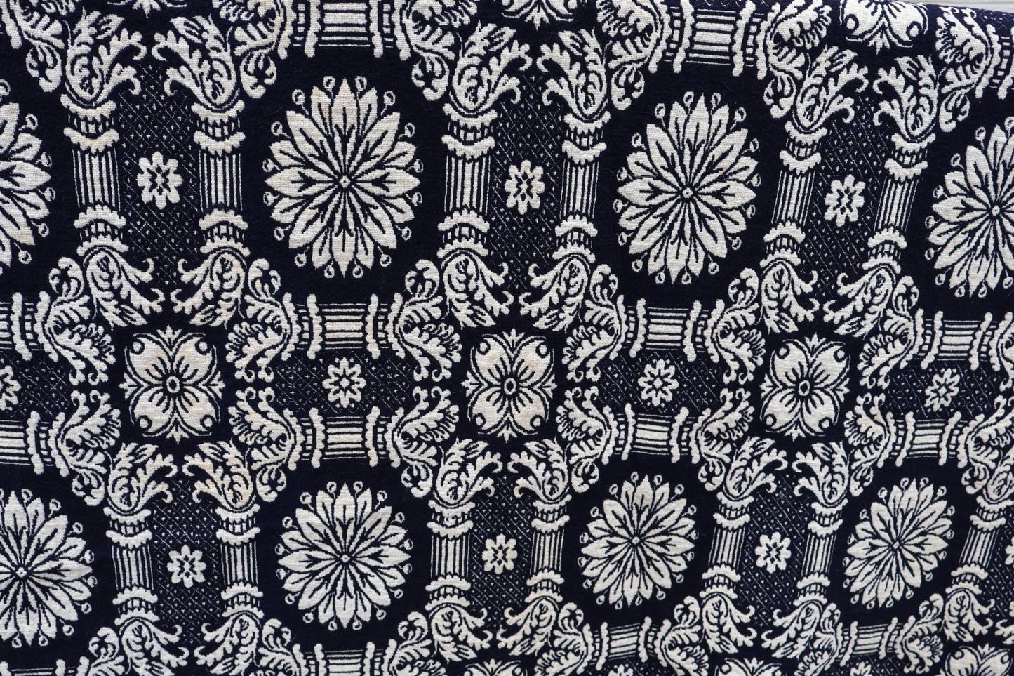 Antique American Reversible Jacquard Coverlet, Wool and Cotton, Dated 1848