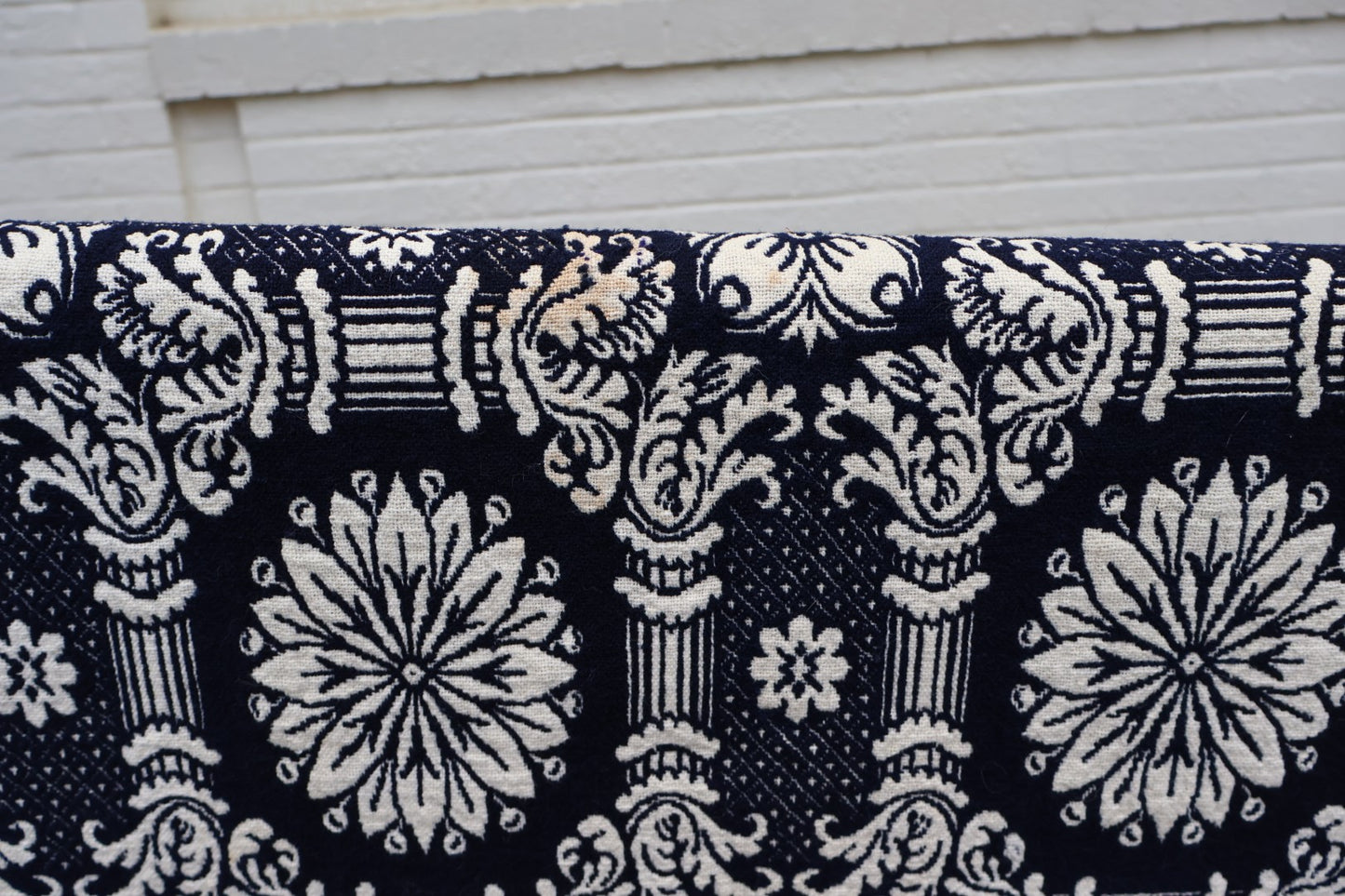Antique American Reversible Jacquard Coverlet, Wool and Cotton, Dated 1848