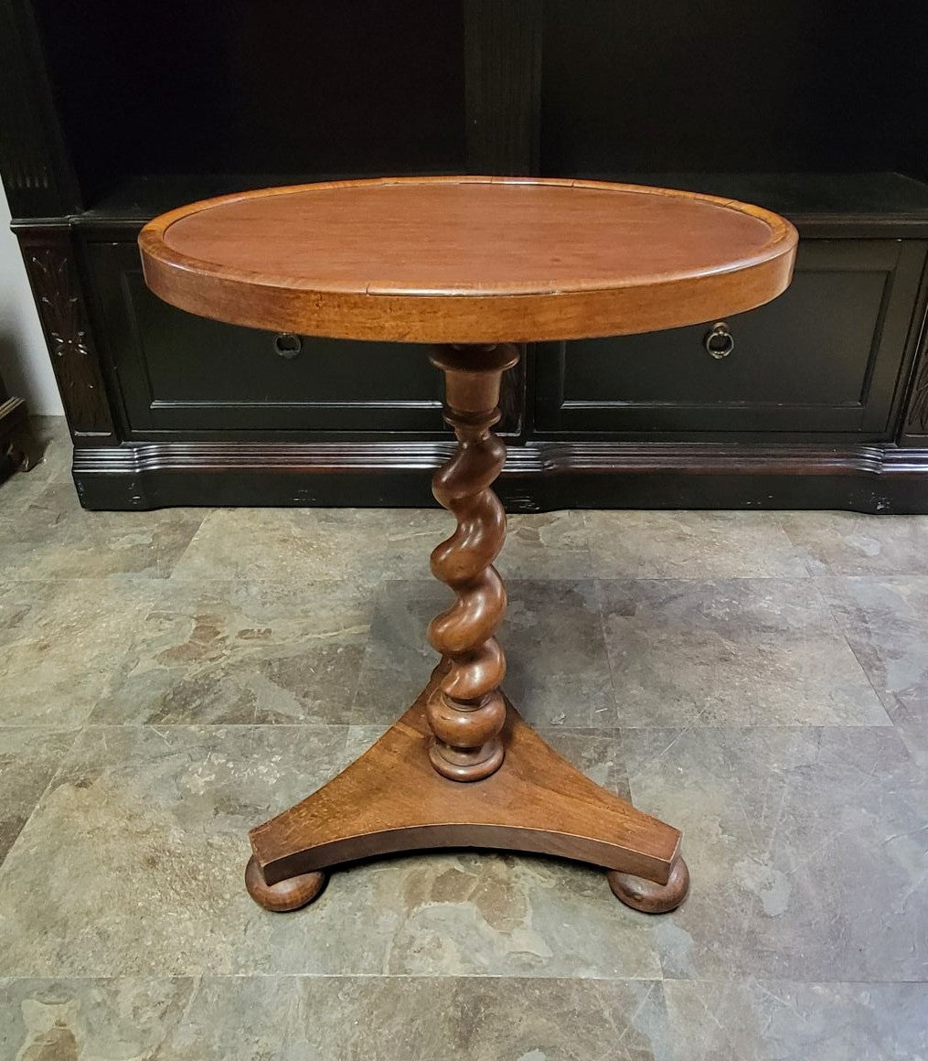 19th-Century English Barley Twist Side Table