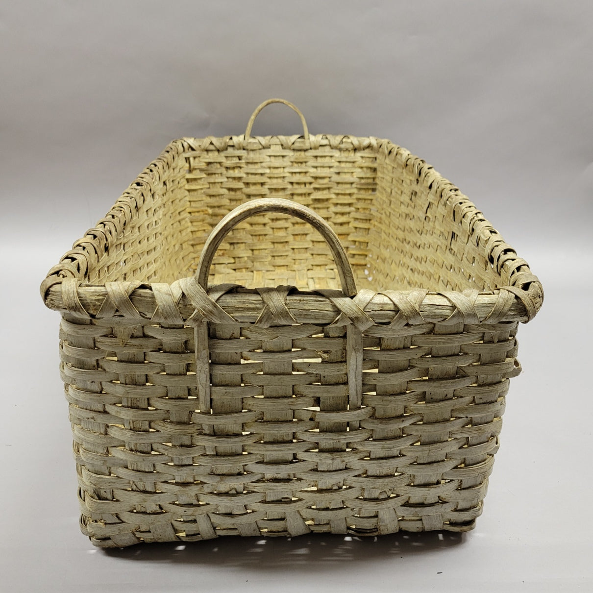 Antique American North Carolina Painted 2 Handled Gathering Basket
