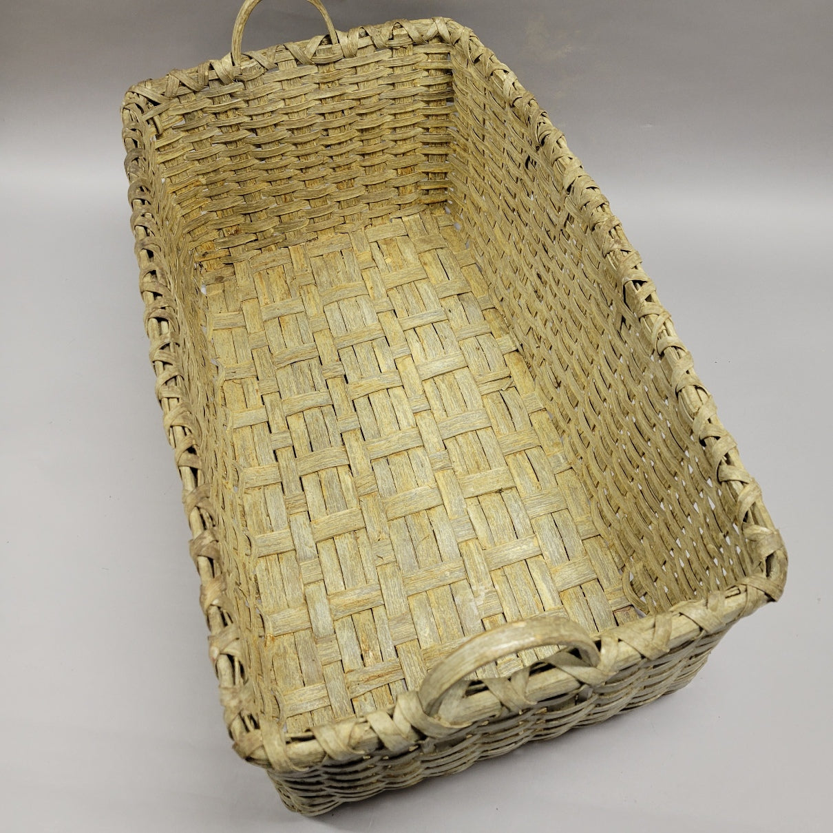 Antique American North Carolina Painted 2 Handled Gathering Basket