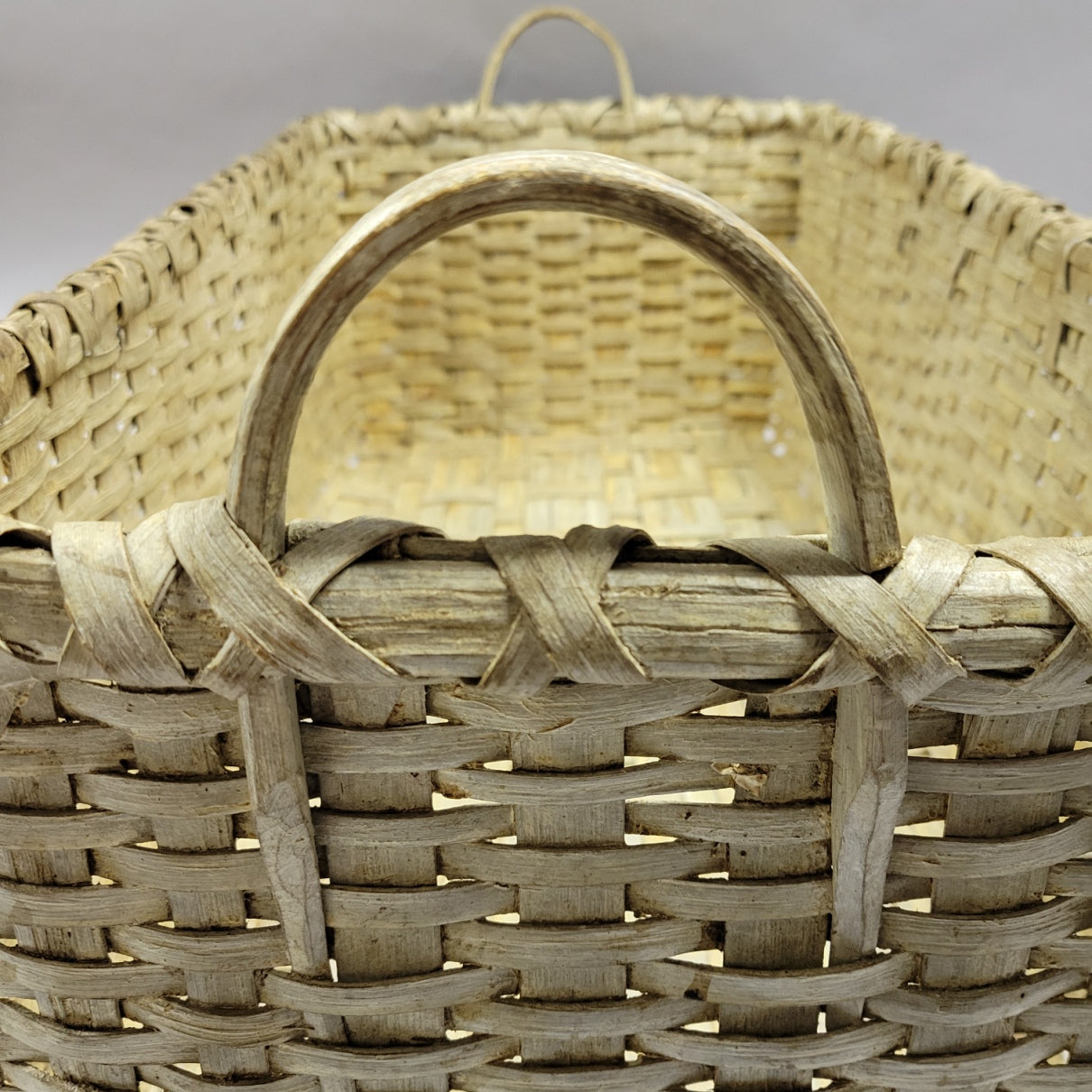 Antique American North Carolina Painted 2 Handled Gathering Basket