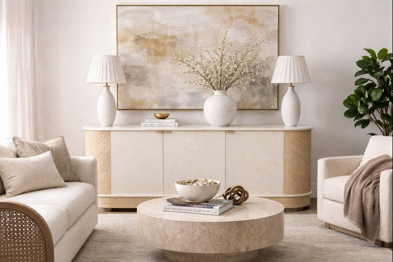 Casa Bique Neoclassical Credenza with Marble Top, Circa 1988–1991