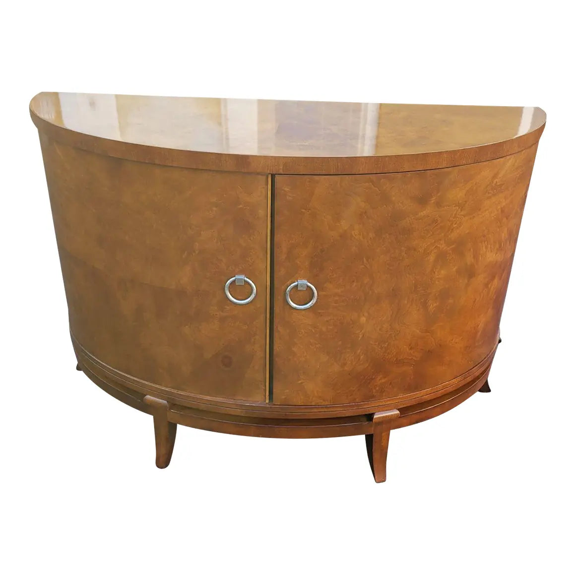 Century Furniture Omni Collection Burl Walnut Demilune Cabinet