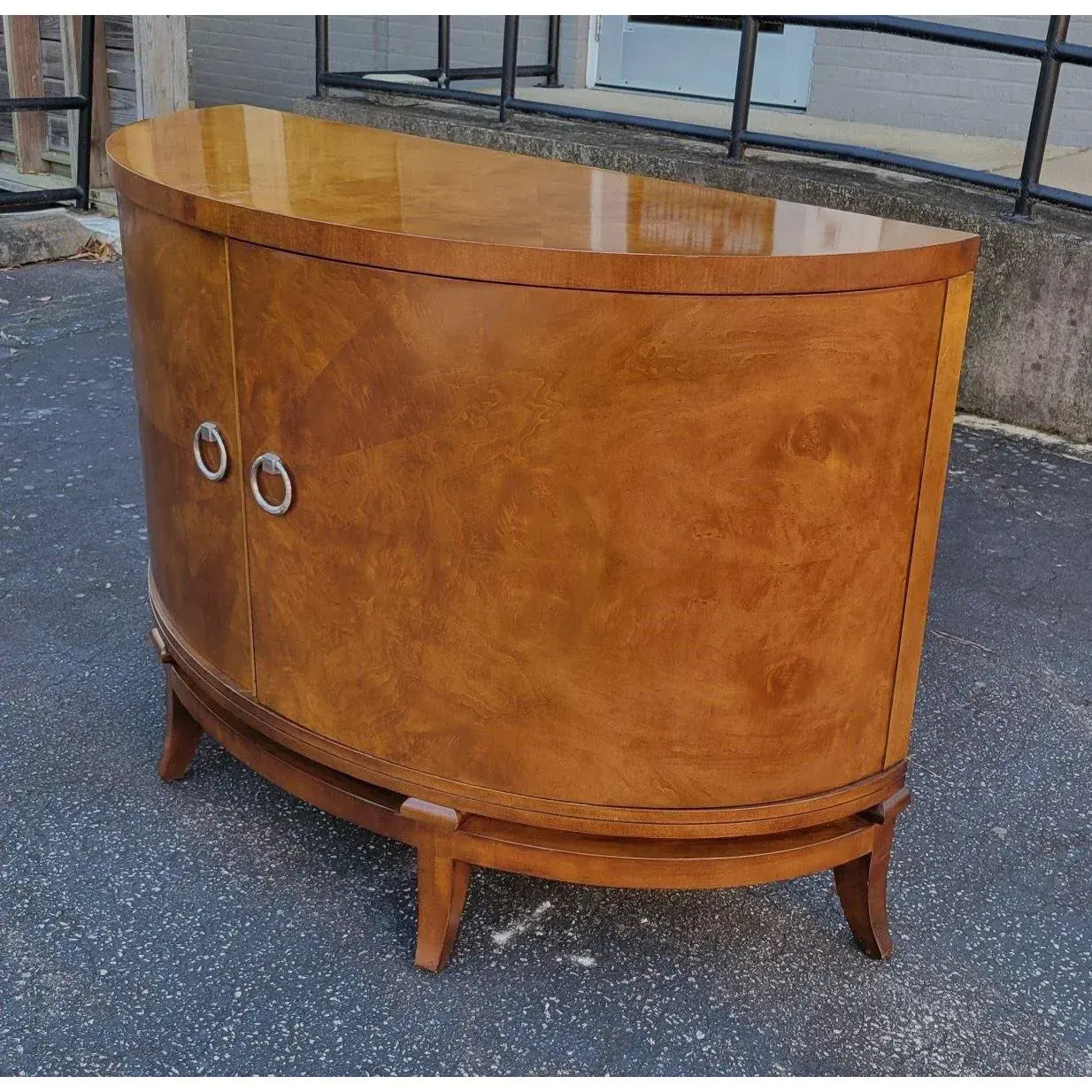 Century Furniture Omni Collection Burl Walnut Demilune Cabinet