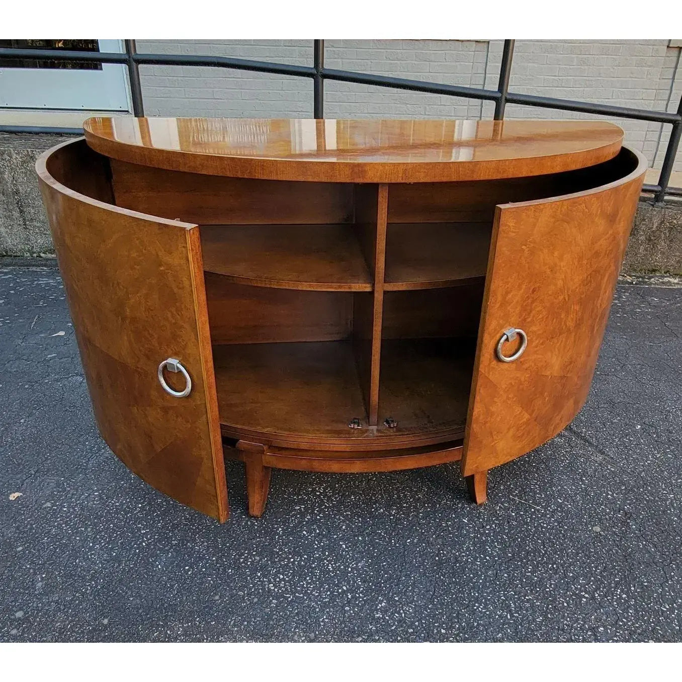 Century Furniture Omni Collection Burl Walnut Demilune Cabinet