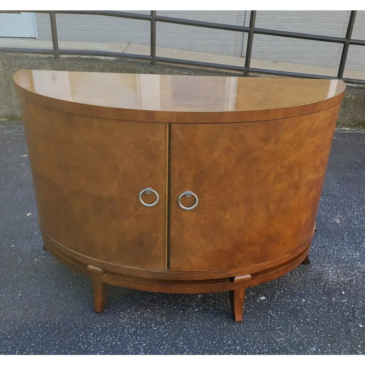 Century Furniture Omni Collection Burl Walnut Demilune Cabinet