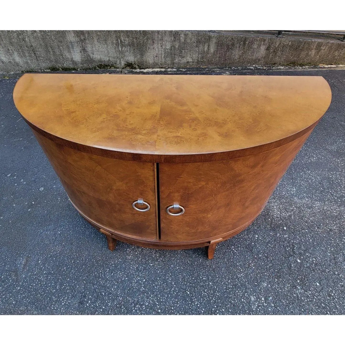 Century Furniture Omni Collection Burl Walnut Demilune Cabinet