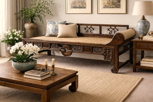 Chinese Elm Kang Daybed / Opium Couch, Ming Revival, Late Qing, c.1890–1920