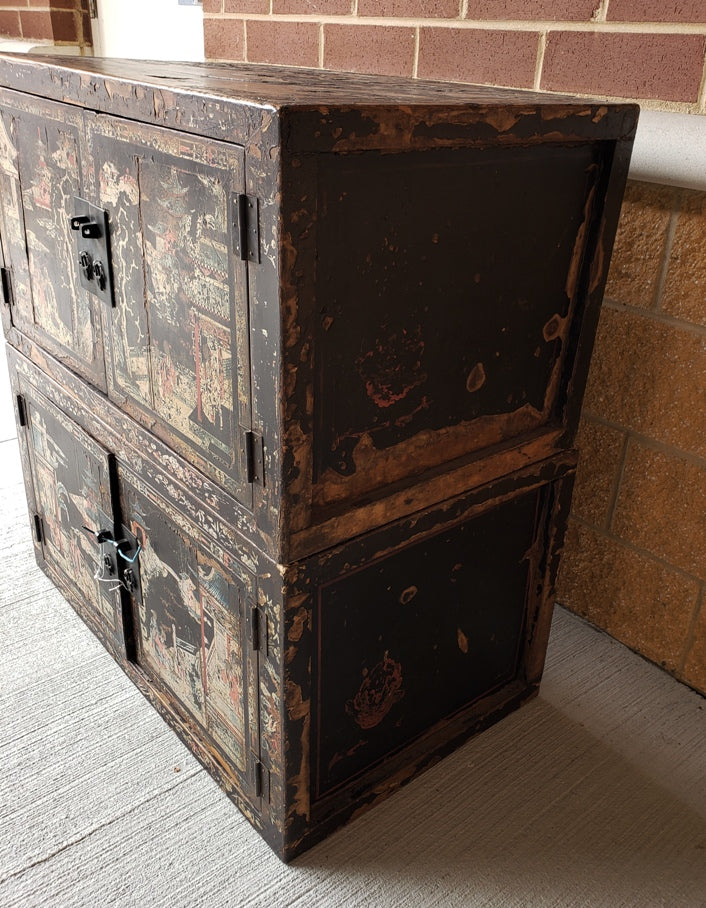 Early 19th Century Chinese Lacquer Cabinets with Court Scenes – Pair