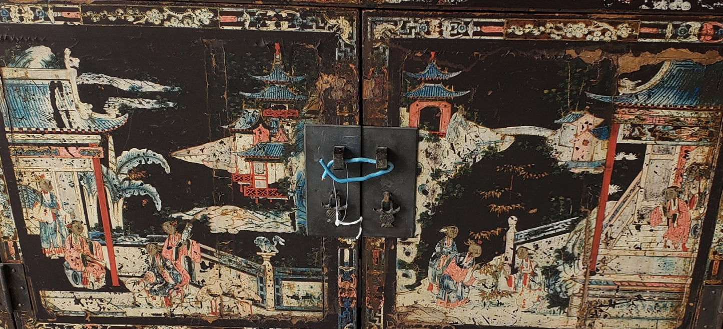 Early 19th Century Chinese Lacquer Cabinets with Court Scenes – Pair