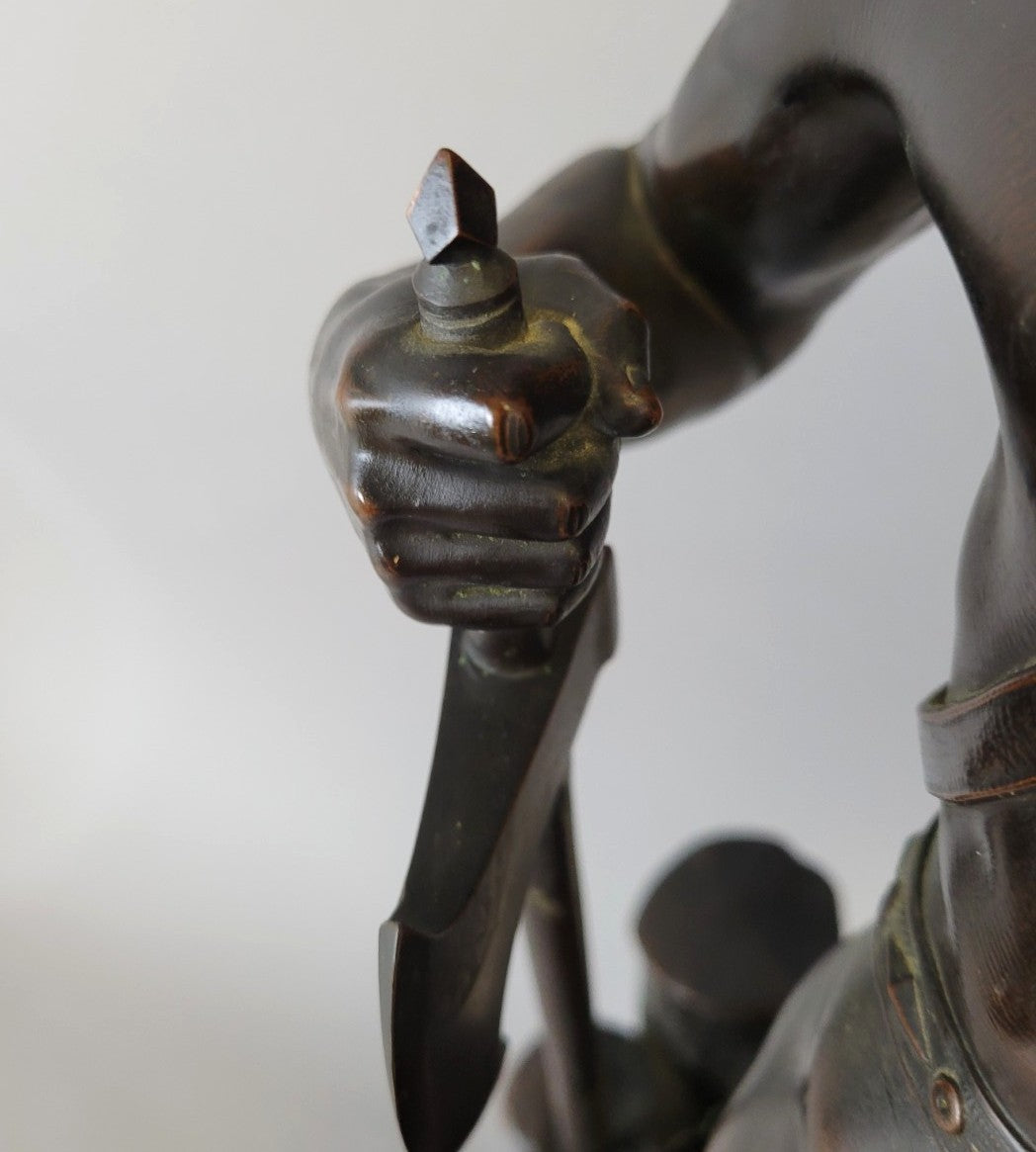 Monumental Victorian Elkington & Co. Electrotype Bronze Warrior Sculpture, England, c. 1860–1880