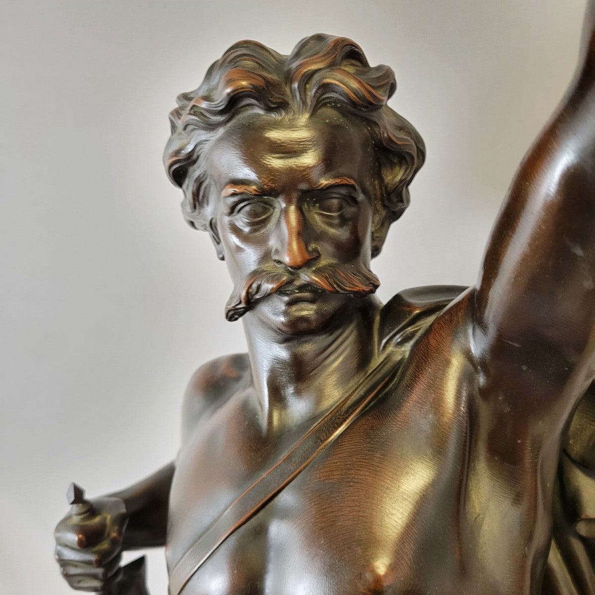 Monumental Victorian Elkington & Co. Electrotype Bronze Warrior Sculpture, England, c. 1860–1880