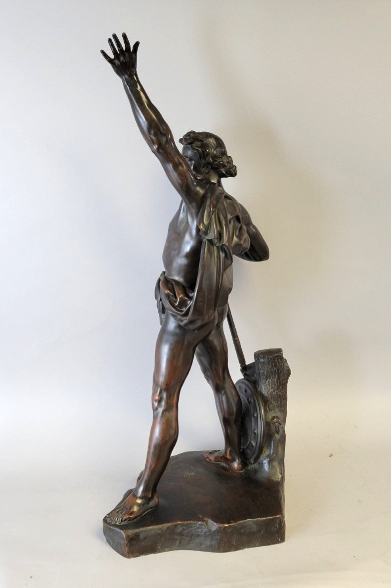 Monumental Victorian Elkington & Co. Electrotype Bronze Warrior Sculpture, England, c. 1860–1880