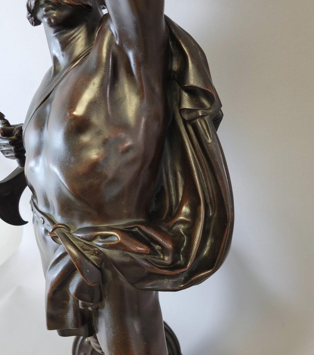 Monumental Victorian Elkington & Co. Electrotype Bronze Warrior Sculpture, England, c. 1860–1880