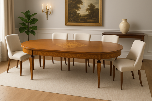 Italian Neoclassical Inlaid Marquetry Dining Table by Mobili Staccioli, Mid-20th Century