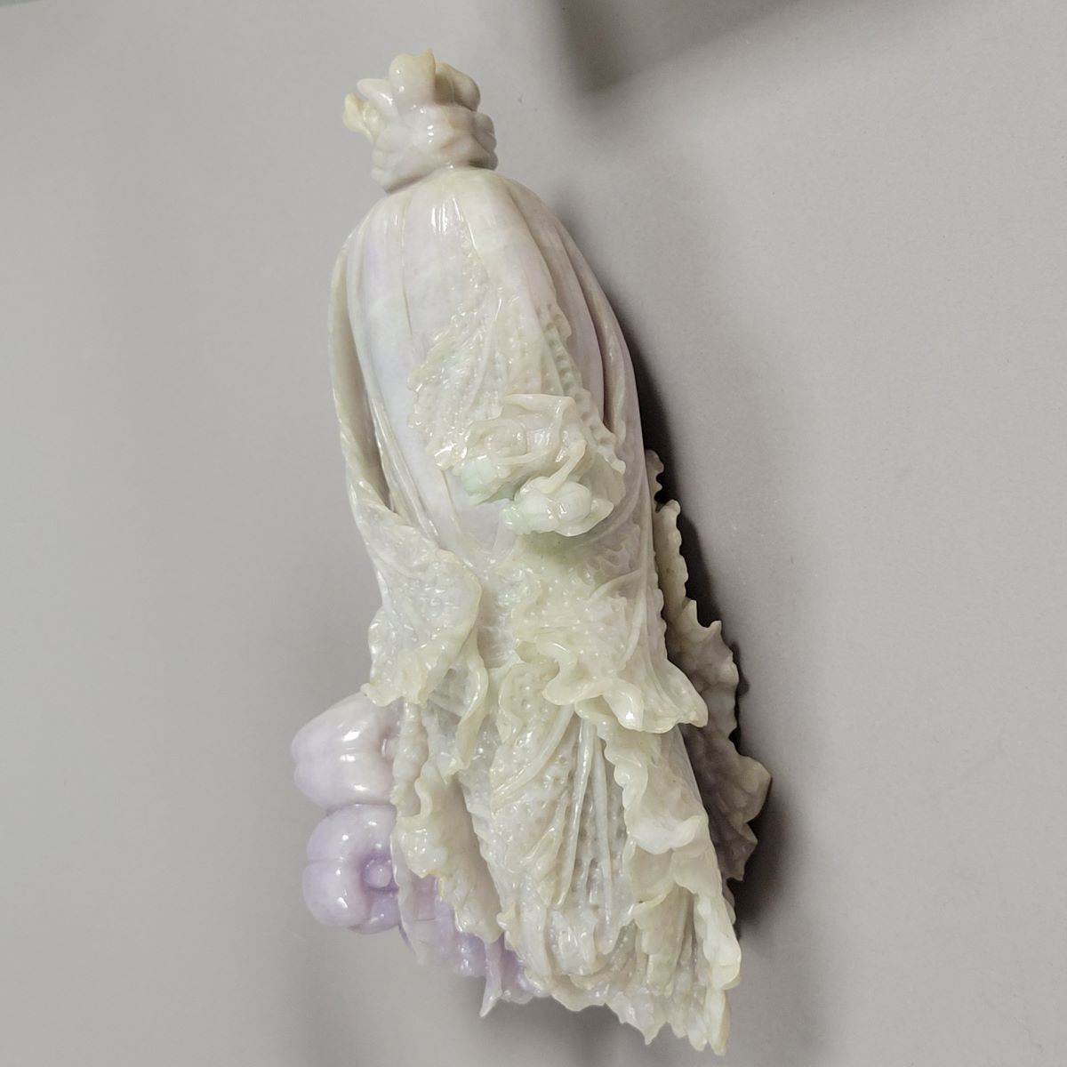 Monumental Hand-Carved Chinese Jadeite “Hundred Wealth” Bok Choy with Persimmons, 1970s
