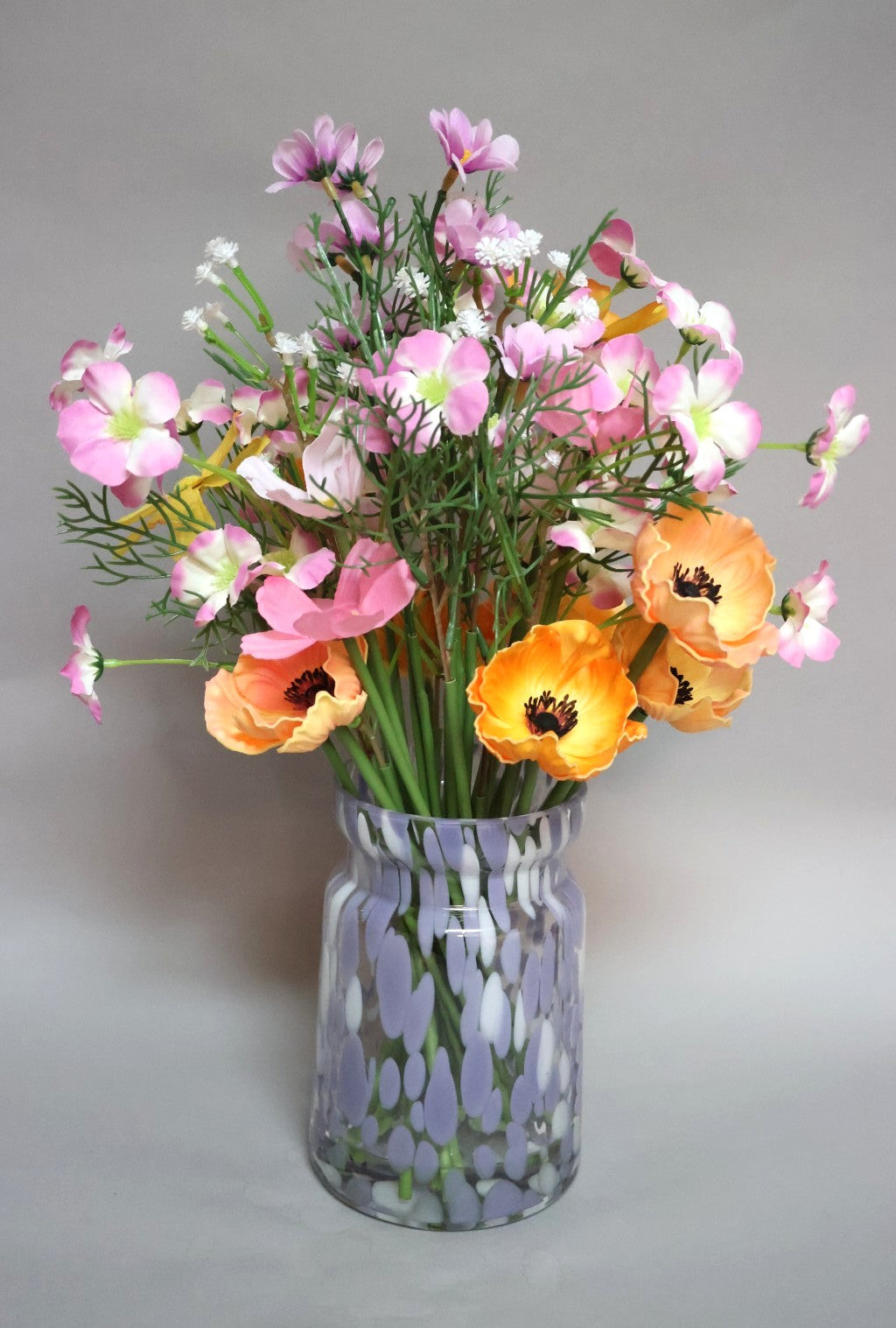 Laura Ashley Permanent Botanical Arrangement in Lavender Glass Vase