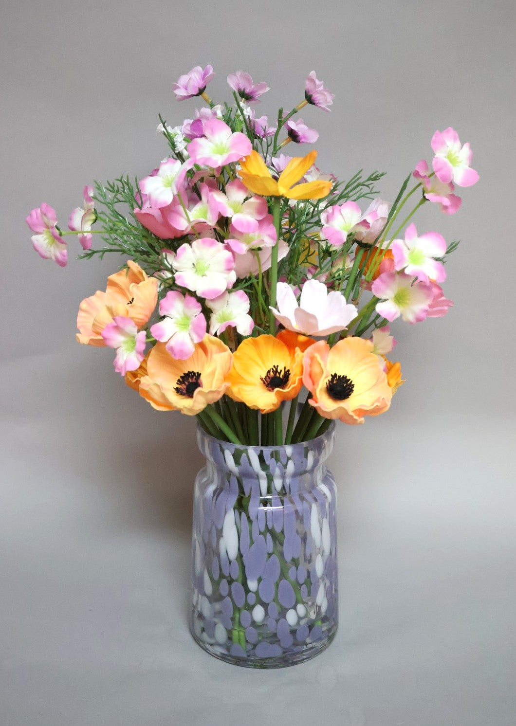 Laura Ashley Permanent Botanical Arrangement in Lavender Glass Vase