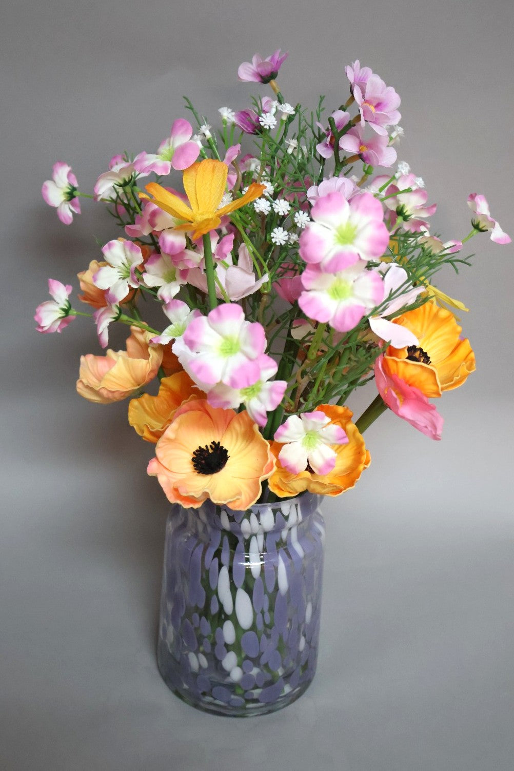 Laura Ashley Permanent Botanical Arrangement in Lavender Glass Vase
