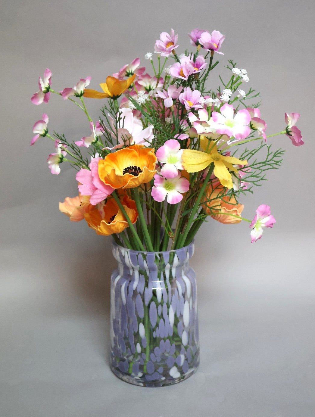 Laura Ashley Permanent Botanical Arrangement in Lavender Glass Vase