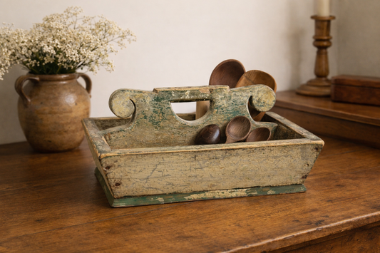 Early American Primitive Painted Pine Utensil Carrier, Circa 1800–1830