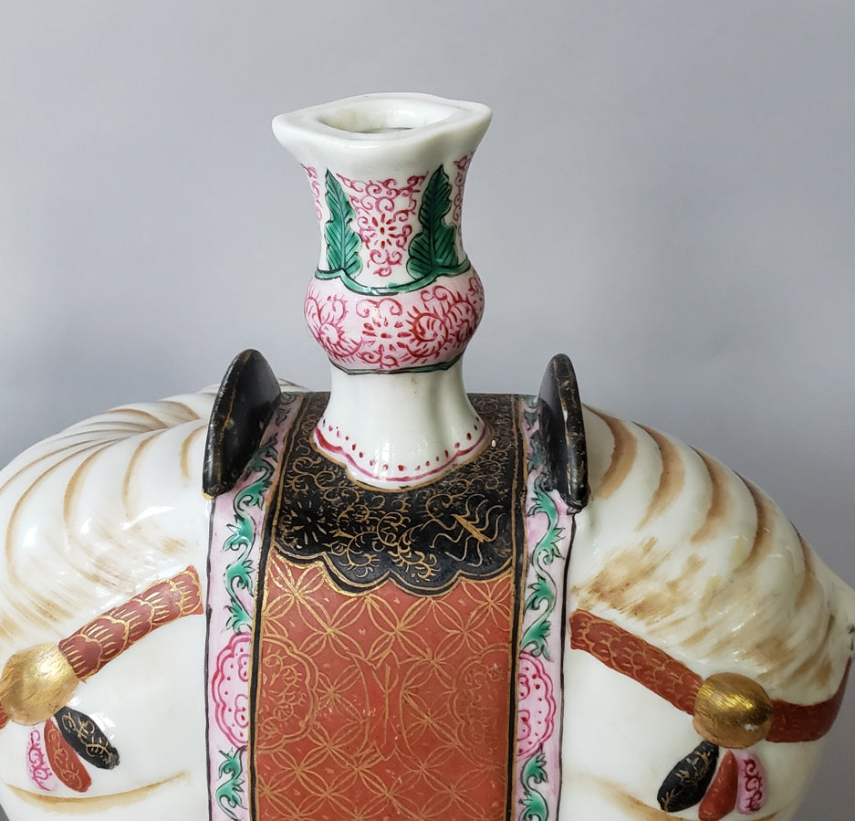 Pair Mottahedeh Porcelain Elephant Candlesticks Winterthur Museum Reproduction, 1970s