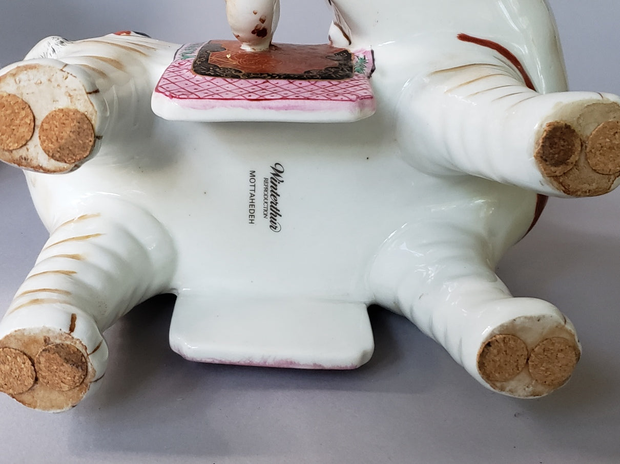 Pair Mottahedeh Porcelain Elephant Candlesticks Winterthur Museum Reproduction, 1970s