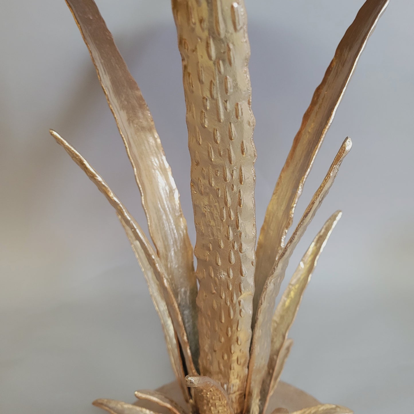 Contemporary Sculptural Aloe Plant Champagne Gold Accent Table