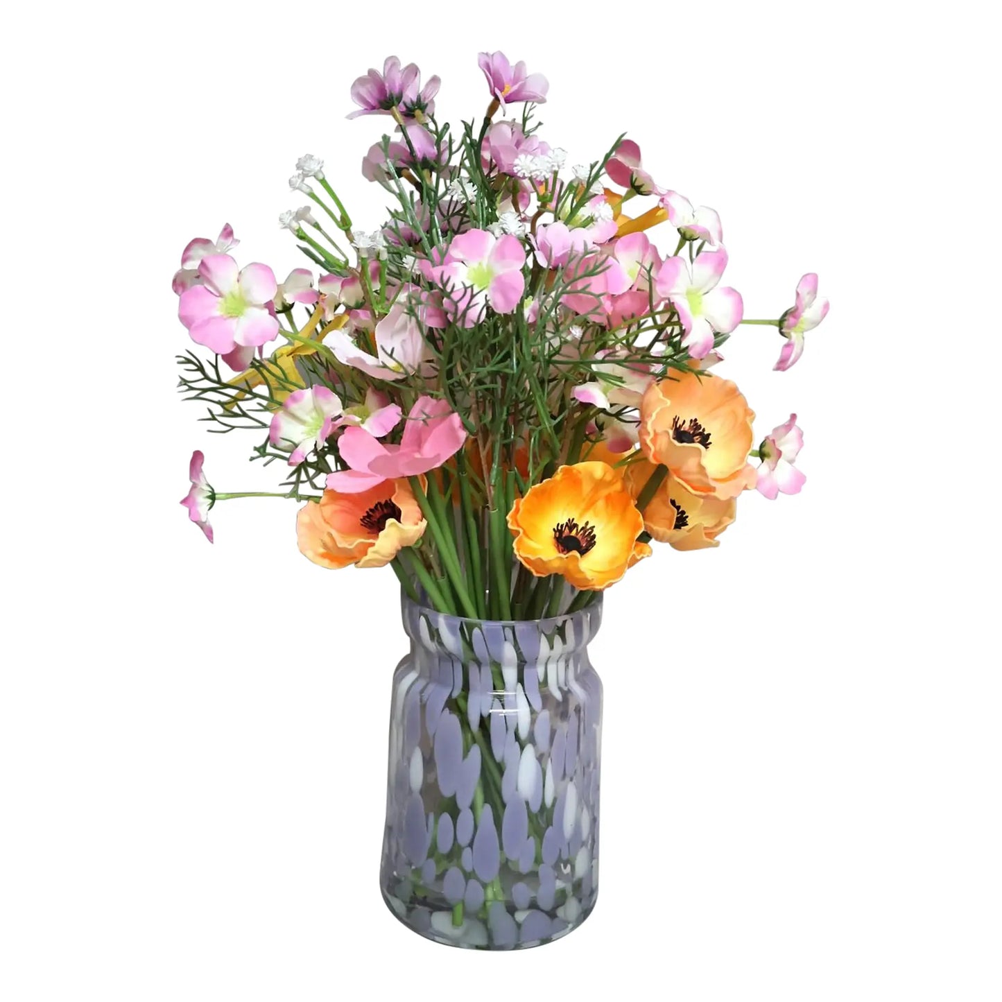Laura Ashley Permanent Botanical Arrangement in Lavender Glass Vase