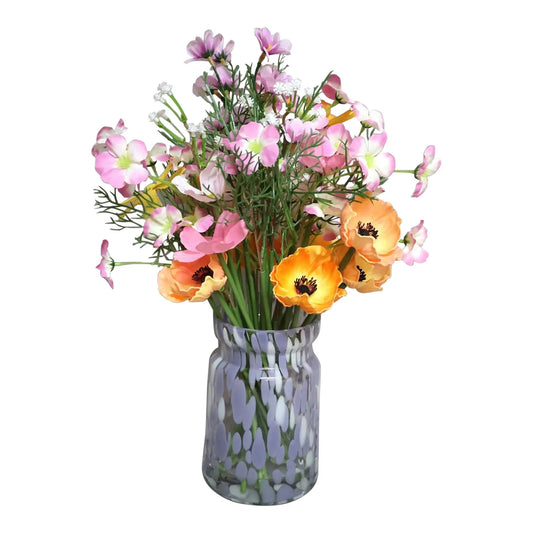 Laura Ashley Permanent Botanical Arrangement in Lavender Glass Vase
